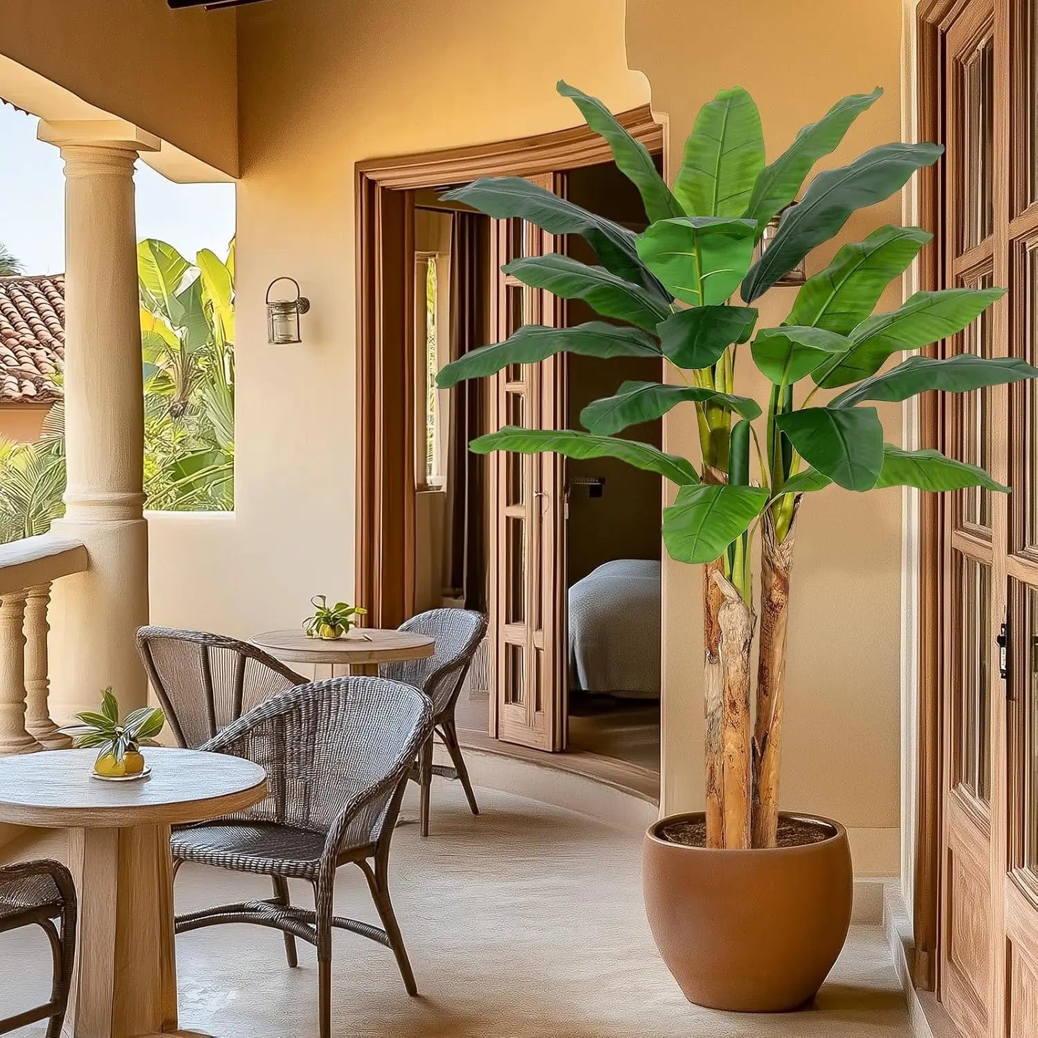 Artificial Banana Tree with Grey Plant