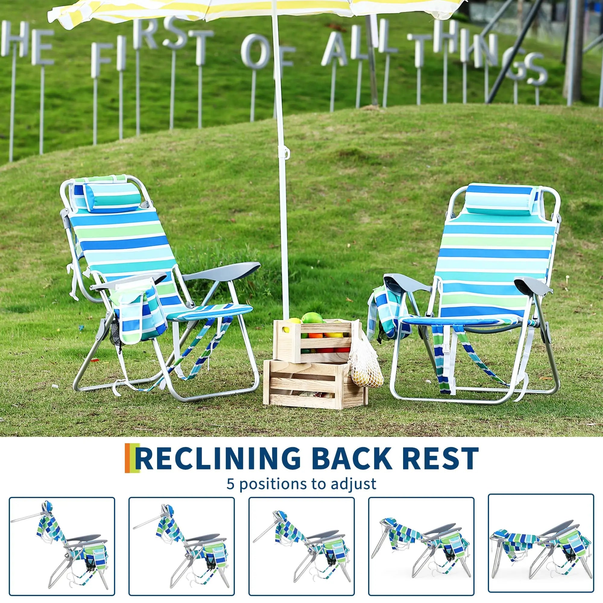 2 Pack High Backpack Beach Chair