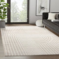 Pretty Pattern 5' x 8' Beige Arch Area Rug - Durable, Stain Resistant, Modern Design