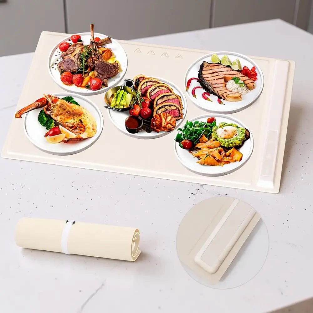Electric Warming Tray with Adjustable Temperature, Upgraded Silicone