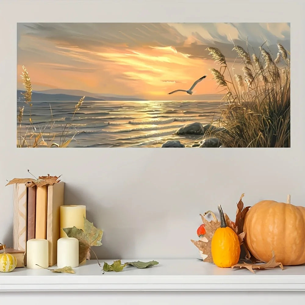Blazing Sunset Beach Art canvas printed 1.5 inch solid wood frame