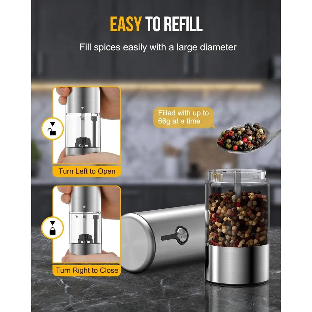 Electric Salt and Pepper Grinder Set of 2, Rechargeable