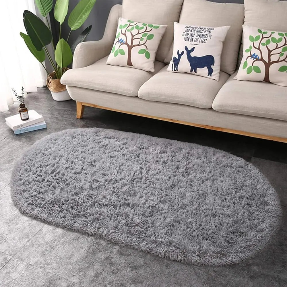 Non-Slip Area Rug,Oval Fluffy Ultra Soft Area Rugs,Washable,