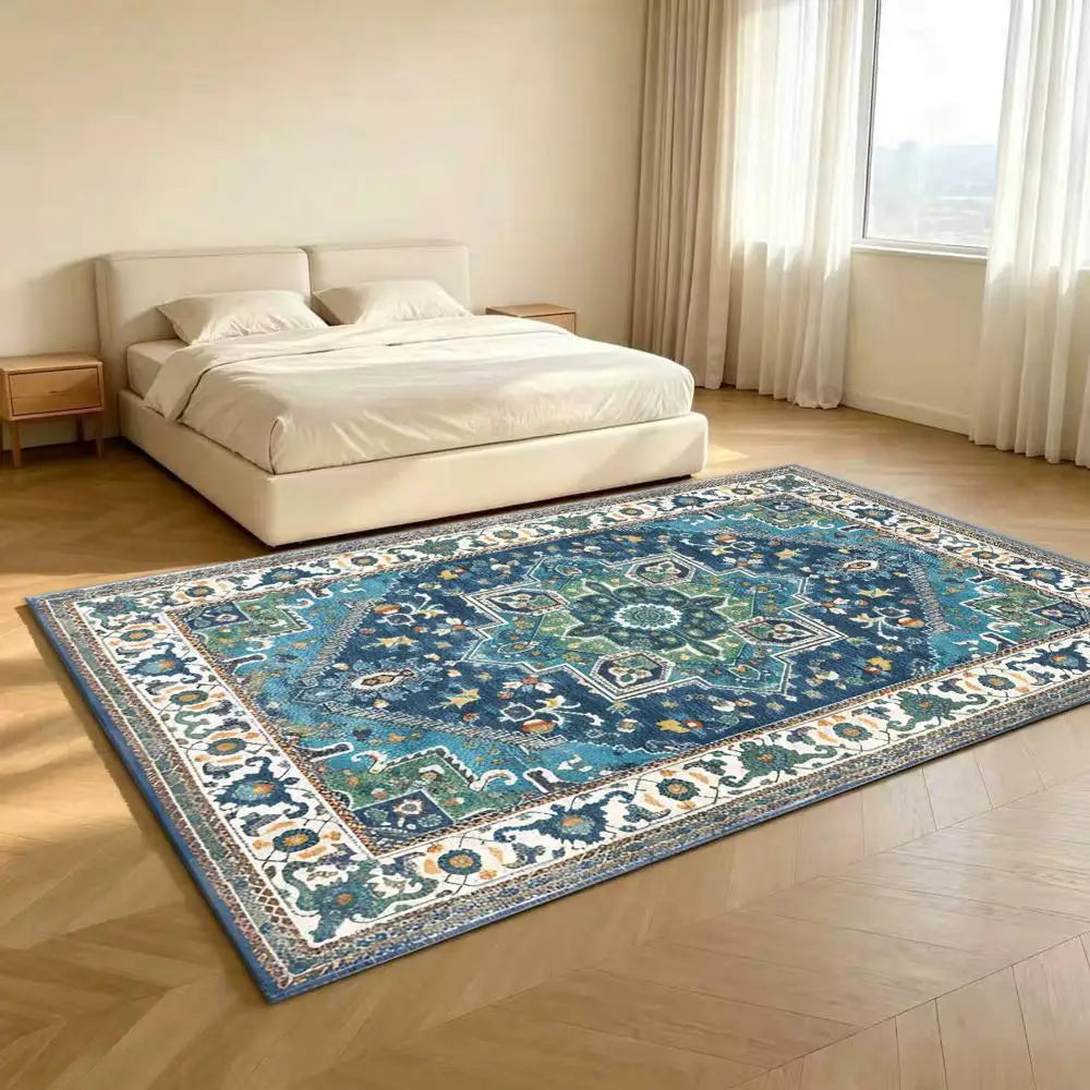 Beautiful Blue Persian Medallion Area Rug Traditional Oriental