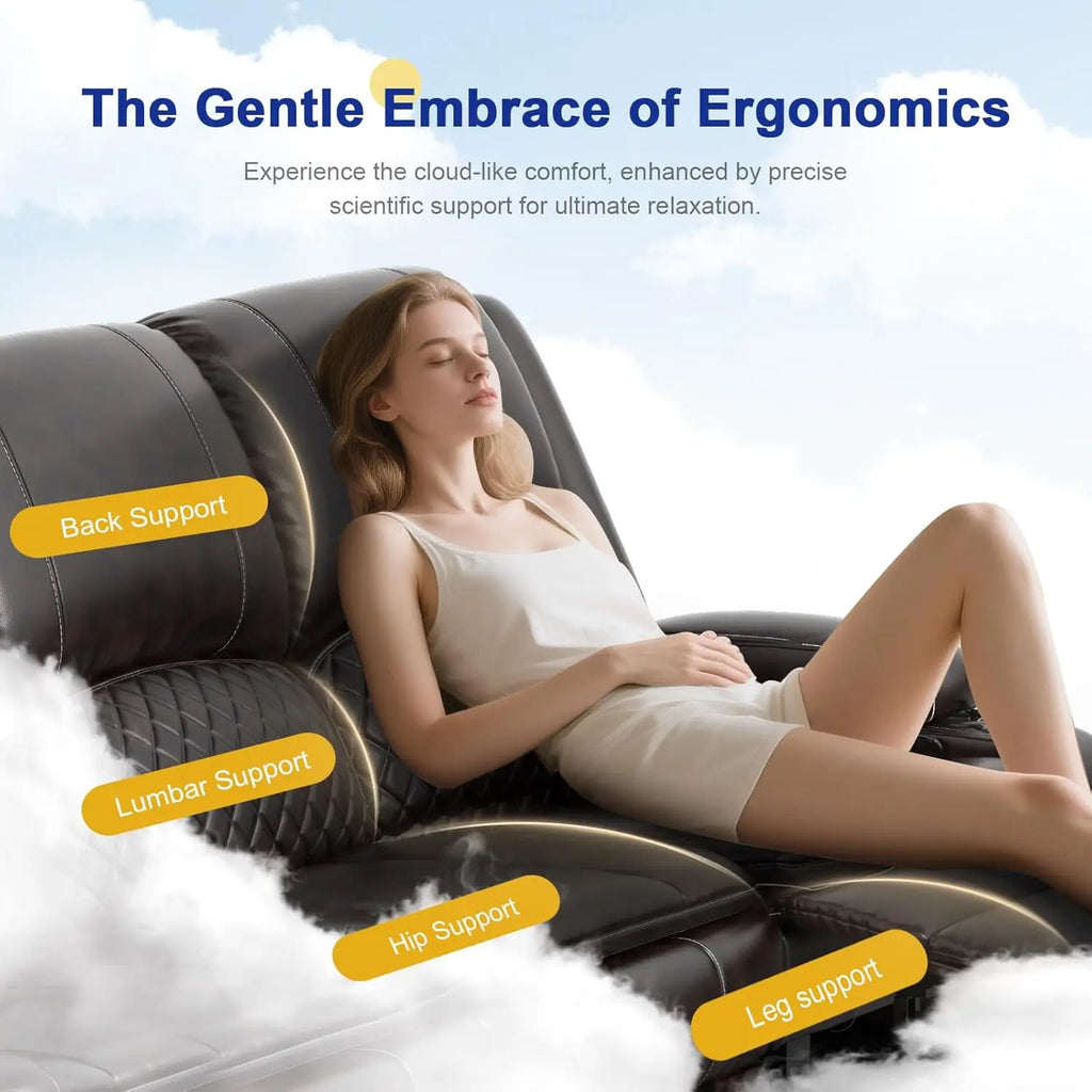 3 Seat Recliner Sofa with Console, Armrest, PU Leather, Cup Holders, USB Ports