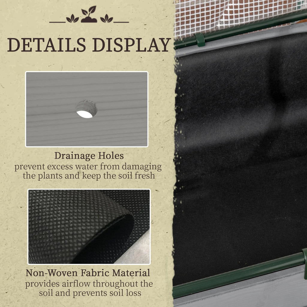 Raised Garden Bed Outdoor Elevated Wood Planter Box w/ PE Cover, Dark Gray