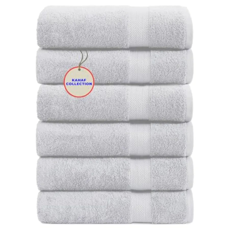 100% Cotton Bath Towels, 24x48 Pack of 6 Towels, Quick Dry