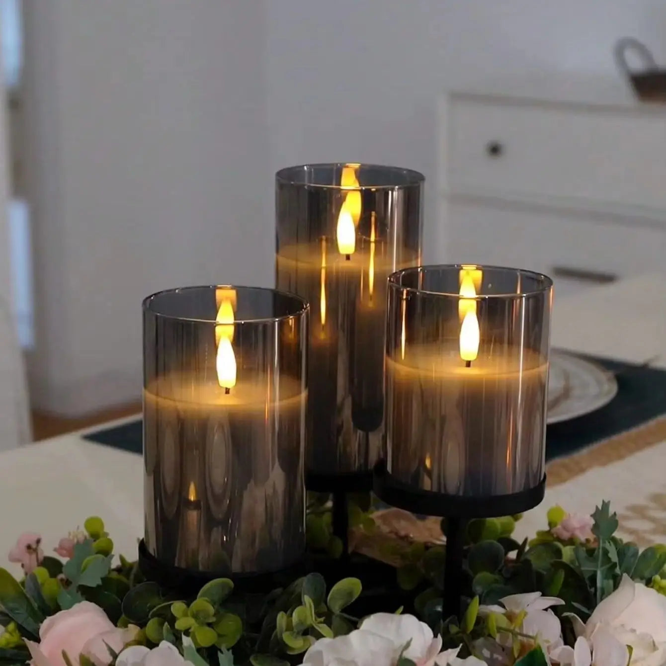 LED Candle Set with Remote Control and Timer — Warm, Flickering Light
