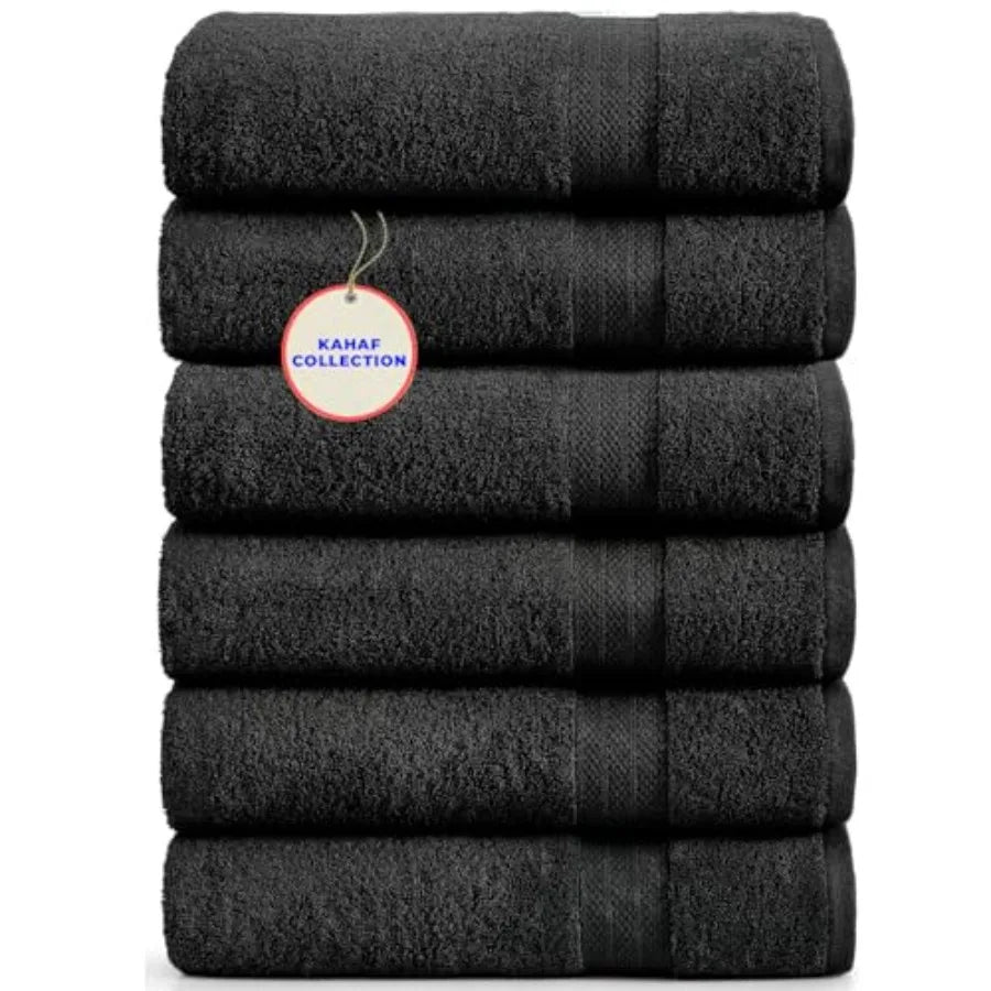 100% Cotton Bath Towels, 24x48 Pack of 6 Towels, Quick Dry