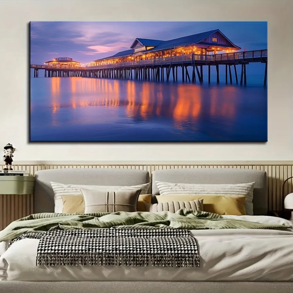 Wharf Sunset Lake print painting