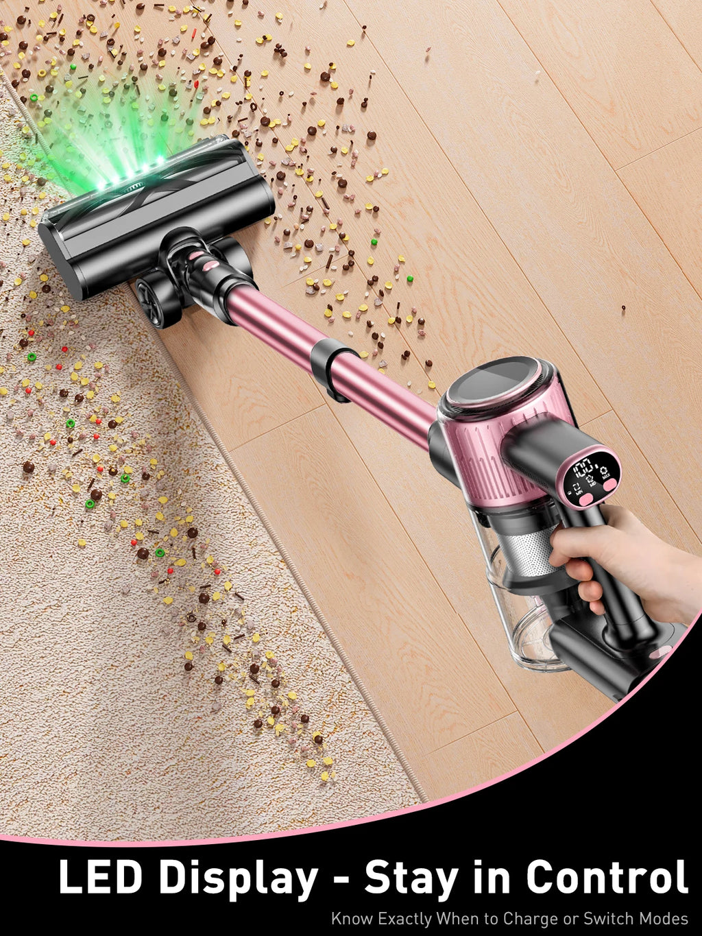 Cordless Vacuum Cleaner, 500 W/45min 10 in 1 Powerful Stick Vacuum Cleaner