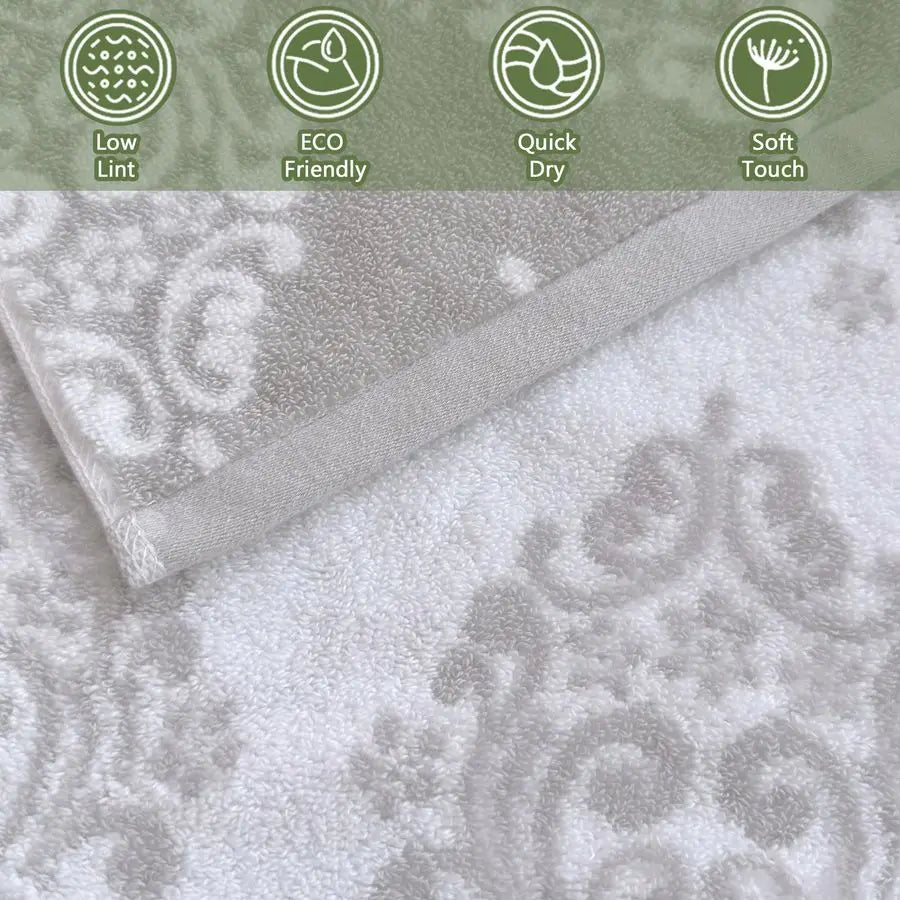 Grey Bathroom Hand Towels Set of 4 16 x 27 Cotton Quick Dry