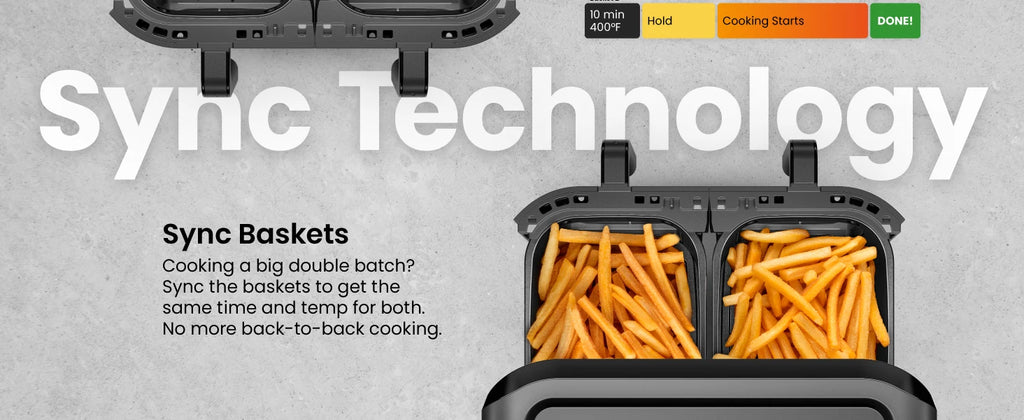 CHEFMAN 6 Quart Dual Basket Air Fryer Oven Easy View Windows