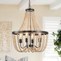 Modern Boho Wood Bead Chandelier