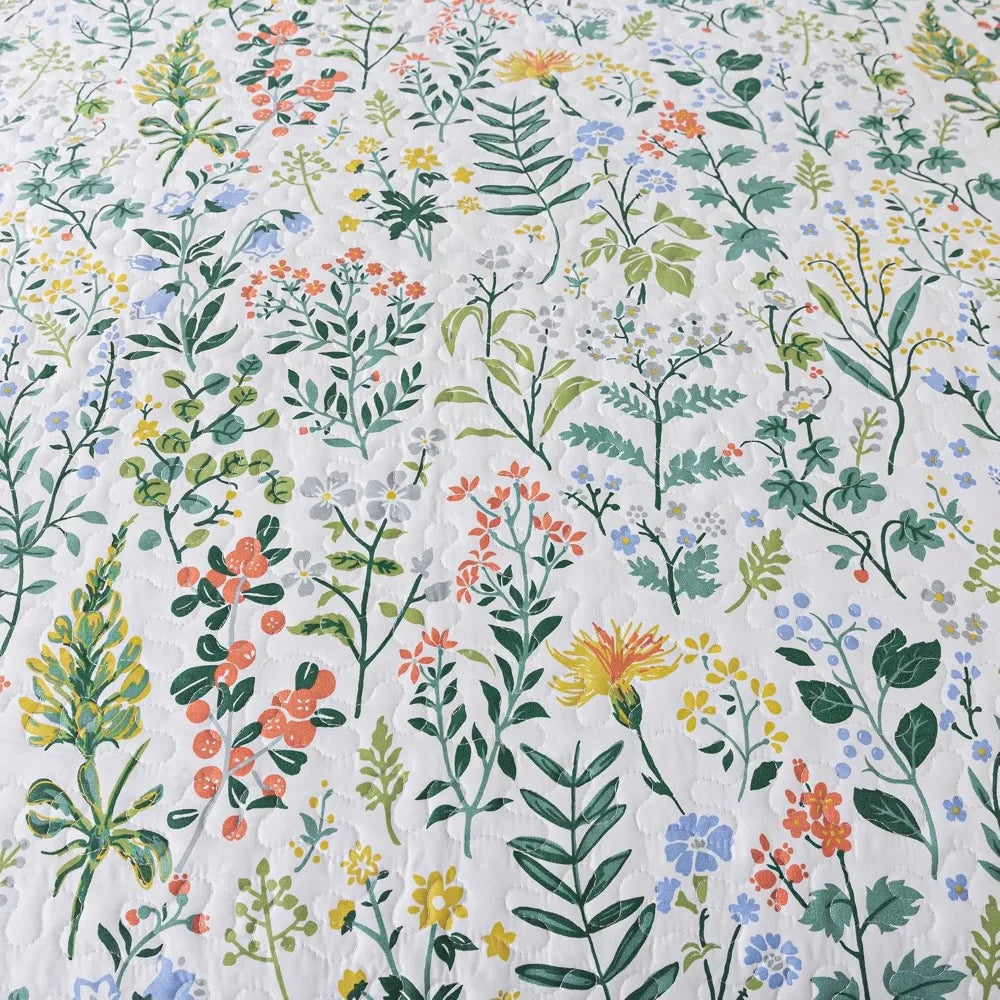 Floral Quilt King Size - 3 Pieces Microfiber Quilt Set Lightweight Wildflower