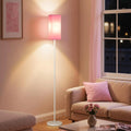 Modern Floor Lamp with Foot Switch, 64.6" Tall, White & Pink
