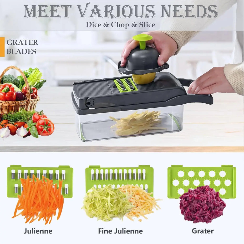 Upgraded Vegetable Chopper, Multi-Functional Easy Safe Kitchen Slicer Dicer
