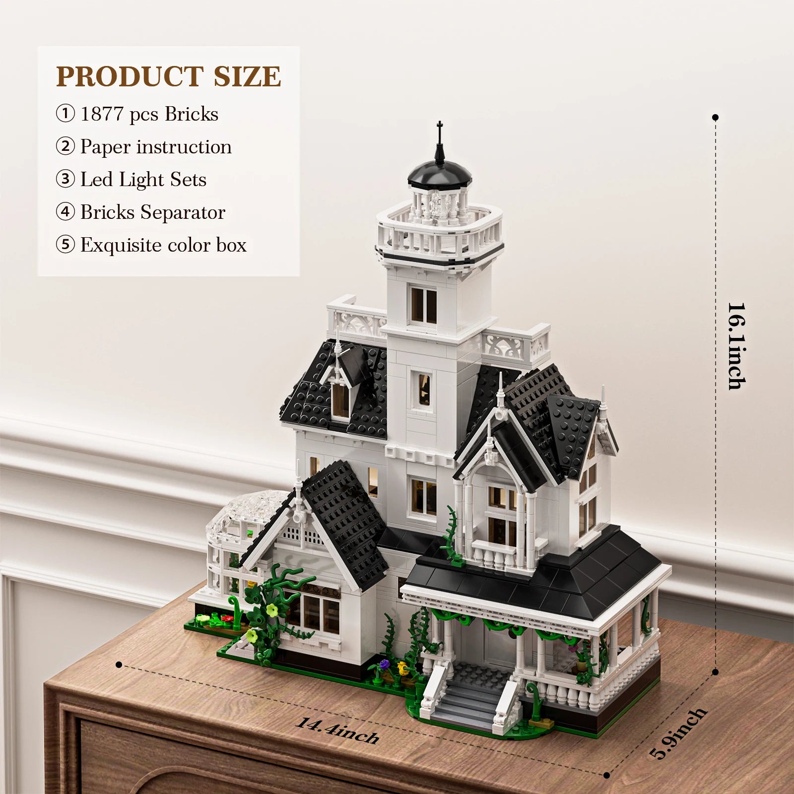 For the Builder: Magic House Building Set Home Decor with LED Light, Owens House (1877PCS)