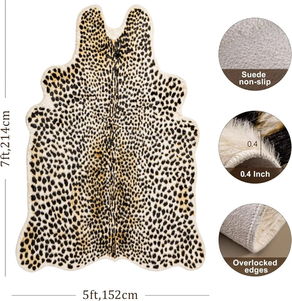 Be wild! Cheetah Print Rug, 5.2x7 Faux Animal Print Skin
