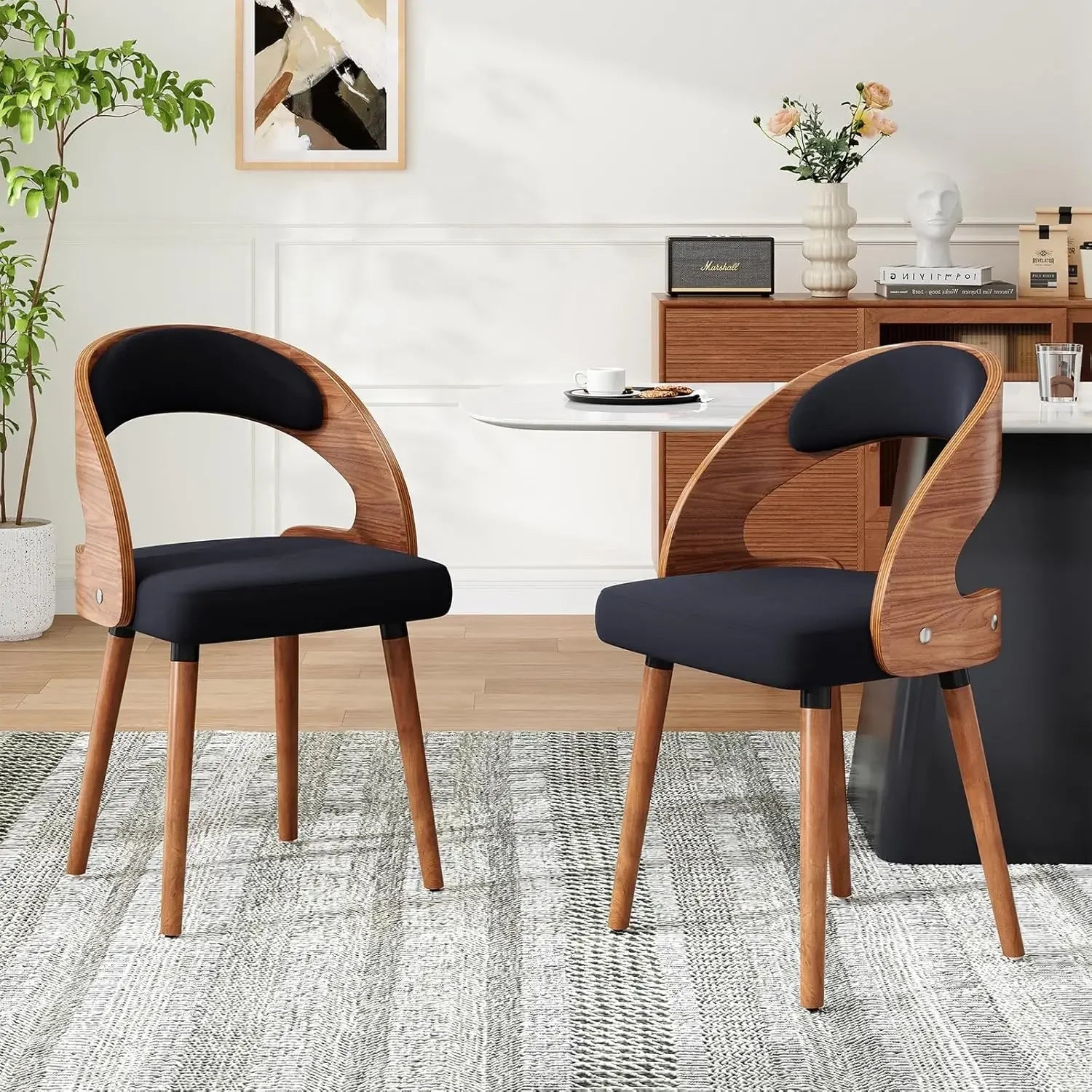 Modern Wood Dining Chairs Set of 4 Upholstered See Colors