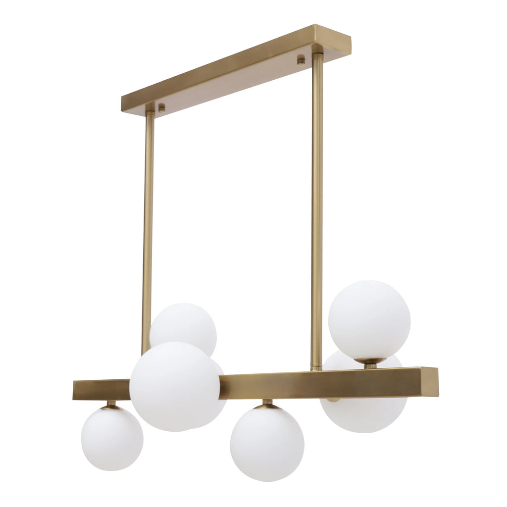 Mid Century Modern Chandelier Linear 7-Light Gold Pendant Light LED