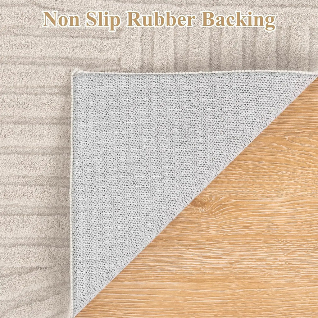 Soft Fluffy 5x7 Washable Area Rugs for Living Room Modern Beige