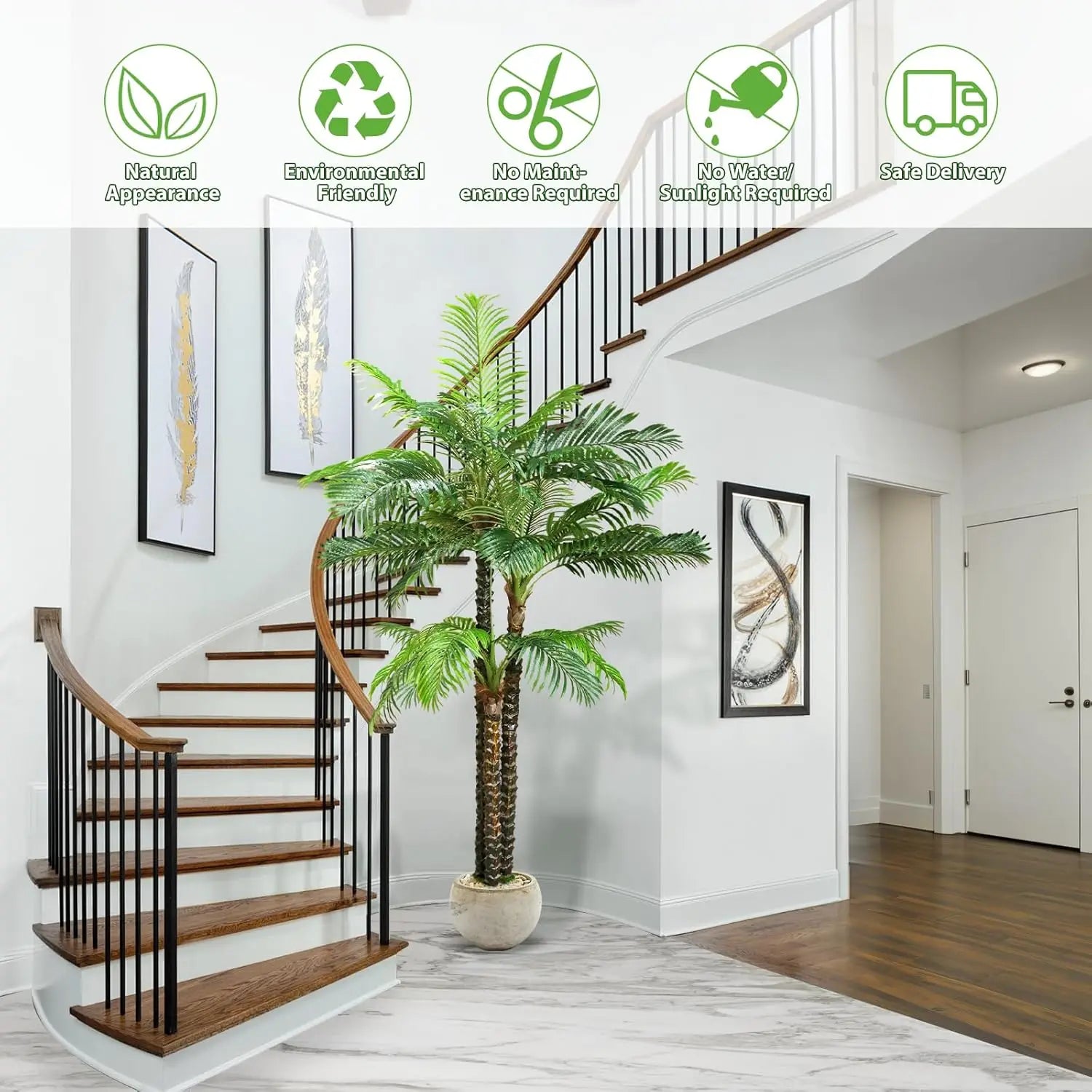 Palm Tree for Outdoors Triple Tropical Phoenix Palm,8ft Artificial