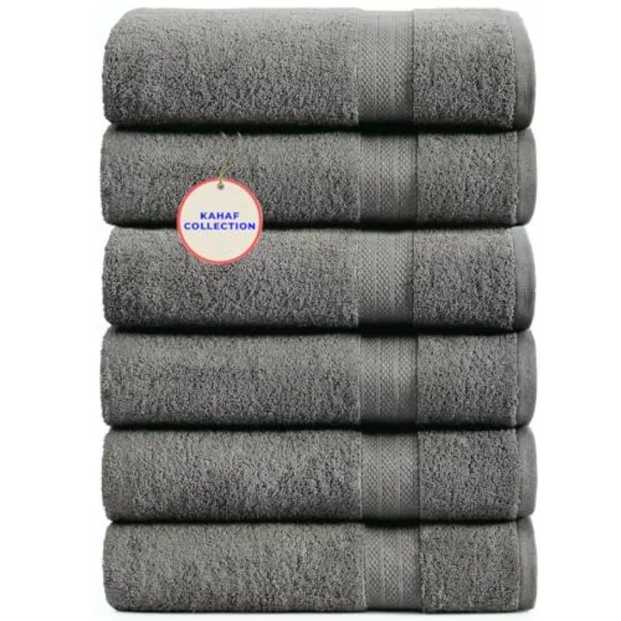 100% Cotton Bath Towels, 24x48 Pack of 6 Towels, Quick Dry
