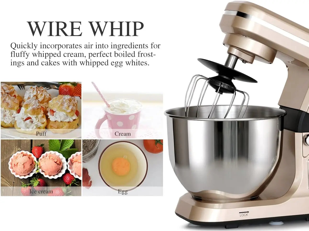 Stand Mixer,5.3-Qt & 500W & 6+P Speed MK36 Tilt-Head Kitchen Electric Food Mixer