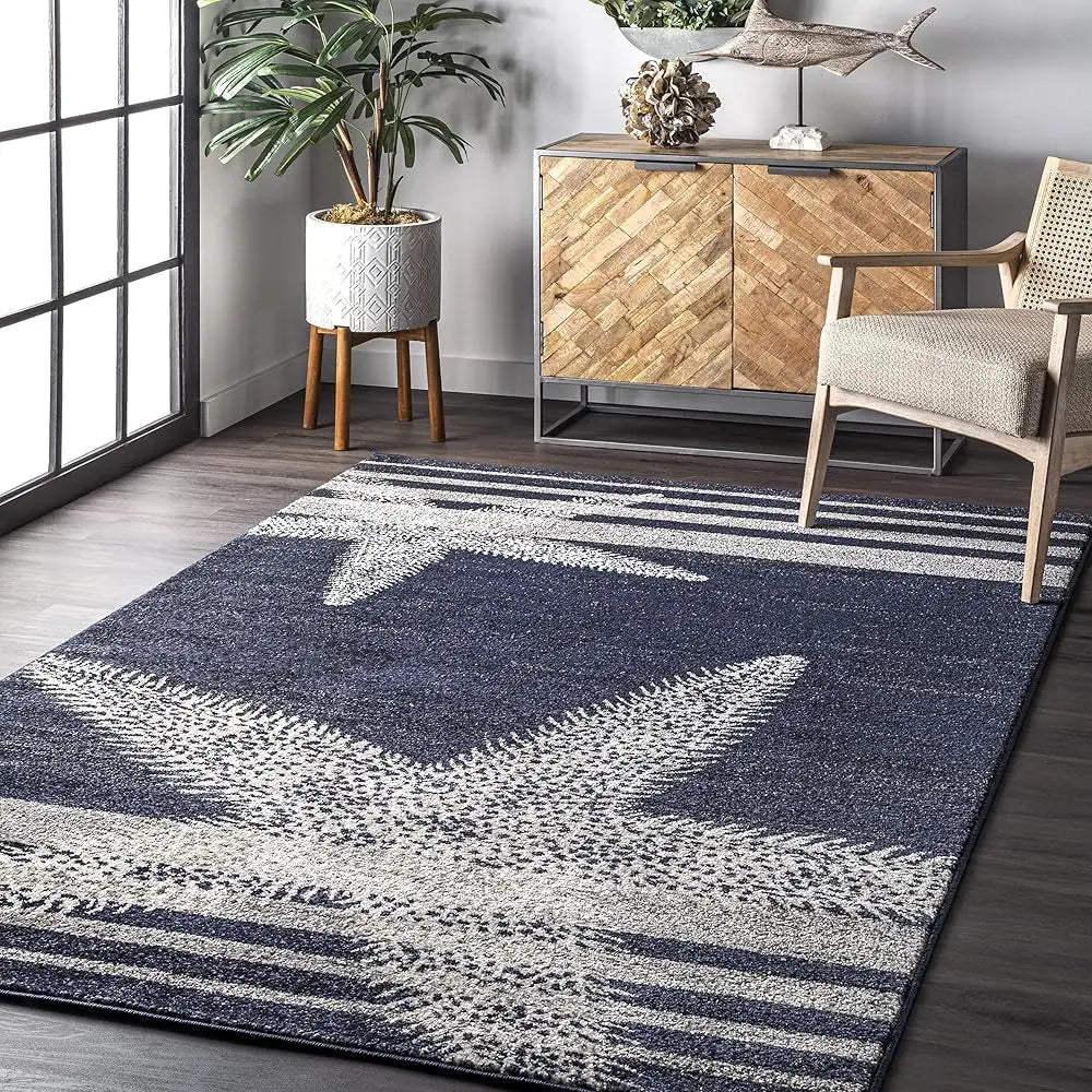 Thomas Paul Starfish And Striped Area Rug, 5X8, Blue