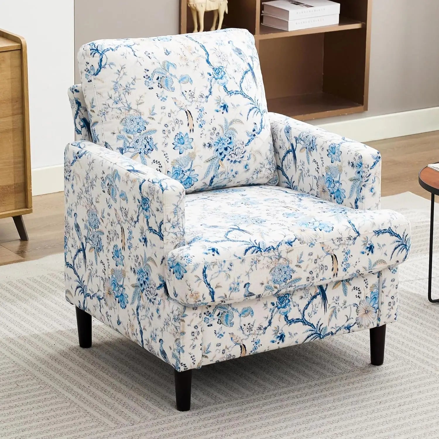 Mid-Century Accent Chair,Modern Linen Fabric Armchair