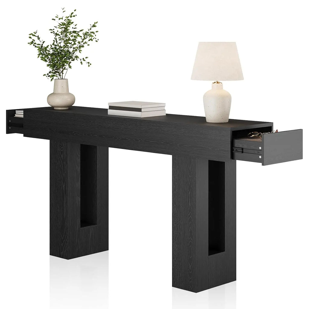 Farmhouse & Rustic Style 63in Long Console Table , see color options