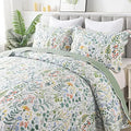 Floral Quilt King Size - 3 Pieces Microfiber Quilt Set Lightweight Wildflower