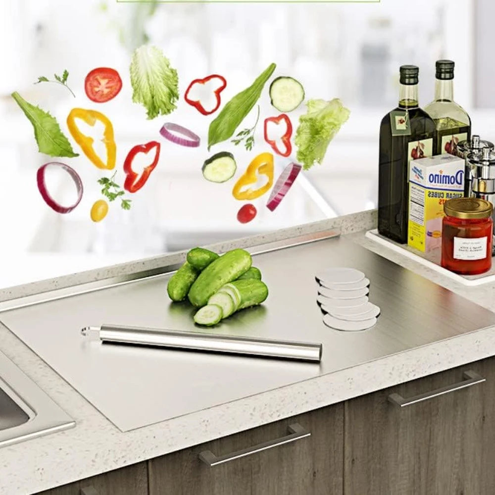 Easy to Clean Food Grade Stainless Steel Chopping Board 304 Cutting Board Non-slip Edge