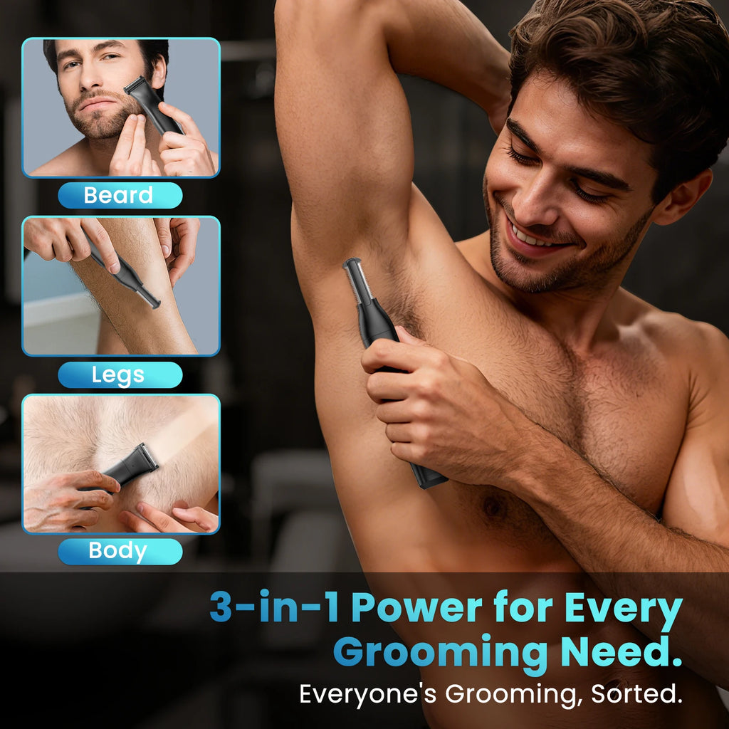 Super Gift 3 in 1 Men Bidirectional Body Hair Trimmer Electric Shaver